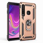 Aksesuarcim Samsung Galaxy A9 2018 ile Uyumlu Kılıf Silikon Yüzük Standlı Araç Tutucu için Mıknatıslı Darbe Karşı Dayanıklı Koruma Tank İnce Kap Vega Altın