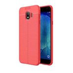 Aksesuarcim Samsung Galaxy J4 için Kılıf Silikon Deri Görünümlü Kırmızı