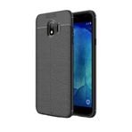 Aksesuarcim Samsung Galaxy J4 için Kılıf Silikon Deri Görünümlü Siyah
