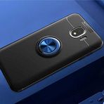 Aksesuarcim Samsung Galaxy J4 Kılıf Silikon Mıknatıs Yüzüklü Standlı Kapak Rave Siyah-Mavi