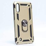Aksesuarcim Samsung Galaxy M10 ile Uyumlu Kılıf Silikon Yüzük Standlı Araç Tutucu için Mıknatıslı Darbe Karşı Dayanıklı Koruma Tank İnce Kap Vega Altın