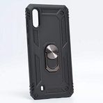 Aksesuarcim Samsung Galaxy M10 ile Uyumlu Kılıf Silikon Yüzük Standlı Araç Tutucu için Mıknatıslı Darbe Karşı Dayanıklı Koruma Tank İnce Kap Vega Siyah
