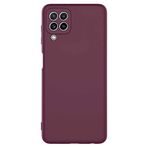 Aksesuarcim Samsung Galaxy M22 Silikon Kılıf Lansman İç Kısım Kadife Mat Renkli Kap Mürdüm