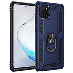 Aksesuarcim Samsung Galaxy Note 10 Lite ile Uyumlu Kılıf Silikon Yüzük Standlı Araç Tutucu için Mıknatıslı Darbe Karşı Dayanıklı Koruma Tank İnce Kap Vega Lacivert