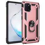 Aksesuarcim Samsung Galaxy Note 10 Lite ile Uyumlu Kılıf Silikon Yüzük Standlı Araç Tutucu için Mıknatıslı Darbe Karşı Dayanıklı Koruma Tank İnce Kap Vega Rose Gold