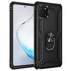 Aksesuarcim Samsung Galaxy Note 10 Lite ile Uyumlu Kılıf Silikon Yüzük Standlı Araç Tutucu için Mıknatıslı Darbe Karşı Dayanıklı Koruma Tank İnce Kap Vega Siyah