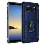 Aksesuarcim Samsung Galaxy Note 8 ile Uyumlu Kılıf Silikon Yüzük Standlı Araç Tutucu için Mıknatıslı Darbe Karşı Dayanıklı Koruma Tank İnce Kap Vega Lacivert