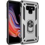 Aksesuarcim Samsung Galaxy Note 9 ile Uyumlu Kılıf Silikon Yüzük Standlı Araç Tutucu için Mıknatıslı Darbe Karşı Dayanıklı Koruma Tank İnce Kap Vega Gri