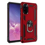 Aksesuarcim Samsung Galaxy S20 ile Uyumlu Kılıf Silikon Yüzük Standlı Araç Tutucu için Mıknatıslı Darbe Karşı Dayanıklı Koruma Tank İnce Kap Vega Kırmızı