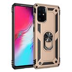 Aksesuarcim Samsung Galaxy S20 Plus ile Uyumlu Kılıf Silikon Yüzük Standlı Araç Tutucu için Mıknatıslı Darbe Karşı Dayanıklı Koruma Tank İnce Kap Vega Altın