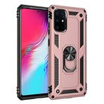 Aksesuarcim Samsung Galaxy S20 Plus ile Uyumlu Kılıf Silikon Yüzük Standlı Araç Tutucu için Mıknatıslı Darbe Karşı Dayanıklı Koruma Tank İnce Kap Vega Rose Gold