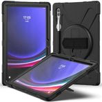 Aksesuarcim Samsung Galaxy Tab S10 Ultra SM-X920 X926 ile Uyumlu Kılıf Silikon Standlı Darbe ve Şok Korumalı Ayarlanabilir Asklı Tank Tablet Kılıfı