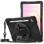 Aksesuarcim Samsung Galaxy Tab S11 SM-X730 X736B ile Uyumlu Kılıf Silikon Standlı Darbe ve Şok Korumalı Ayarlanabilir Asklı Tank Tablet Kılıfı