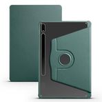 Aksesuarcim Samsung Galaxy Tab S7 Plus T970 Kılıf Silikon Kapaklı Stand Olabilen Kamera Lens Korumalı Kalem Bölmeli Kapak Koyu Yeşil