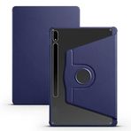 Aksesuarcim Samsung Galaxy Tab S8 Plus SM-X800 Kılıf Silikon Kapaklı Stand Olabilen Kamera Lens Korumalı Kalem Bölmeli Kapak Lacivert