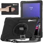 Aksesuarcim Samsung Galaxy Tab S8 Ultra SM-X900 X906 X906B X906U X906N ile Uyumlu Kılıf Silikon Standlı Darbe ve Şok Korumalı Ayarlanabilir Asklı Tank Tablet Kılıfı