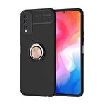 Aksesuarcim Vivo Y20 Kılıf Silikon Mıknatıs Yüzüklü Standlı Kapak Rave Siyah-Rose Gold