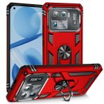 Aksesuarcim Xiaomi Mi 11 Ultra ile Uyumlu Kılıf Silikon Yüzük Standlı Araç Tutucu için Mıknatıslı Darbe Karşı Dayanıklı Koruma Tank İnce Kap Vega Kırmızı