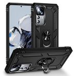 Aksesuarcim Xiaomi Mi 12T ile Uyumlu Kılıf Silikon Yüzük Standlı Araç Tutucu için Mıknatıslı Darbe Karşı Dayanıklı Koruma Tank İnce Kap Vega Siyah