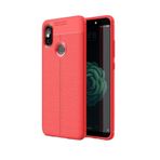 Aksesuarcim Xiaomi Mi 8 SE için Kılıf Silikon Deri Görünümlü Kırmızı
