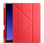 Aksesuarcim Xiaomi Mi Pad 5 ile Uyumlu Kılıf Silikon Yumuşak Kalem Bölmeli Esnek 4 Farklı Stand Olabilen Tablet Kılıfı Kırmızı