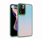 Aksesuarcim Xiaomi Poco M4 Pro 5G Kılıf Şeffaf Kenarları Renkli Kamera Lens Korumalı Sert Silikon Kapak Yeşil