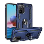 Aksesuarcim Xiaomi Poco M5S ile Uyumlu Kılıf Silikon Yüzük Standlı Araç Tutucu için Mıknatıslı Darbe Karşı Dayanıklı Koruma Tank İnce Kap Vega Lacivert