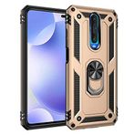 Aksesuarcim Xiaomi Poco X2 ile Uyumlu Kılıf Silikon Yüzük Standlı Araç Tutucu için Mıknatıslı Darbe Karşı Dayanıklı Koruma Tank İnce Kap Vega Altın