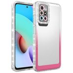 Aksesuarcim Xiaomi Redmi 10 Kılıf Simli ve Renk Geçişli Kamera Lens Korumalı Şeffaf Silikon Kapak Park Beyaz-Pembe