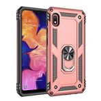 Aksesuarcim Xiaomi Redmi 7A ile Uyumlu Kılıf Silikon Yüzük Standlı Araç Tutucu için Mıknatıslı Darbe Karşı Dayanıklı Koruma Tank İnce Kap Vega Rose Gold