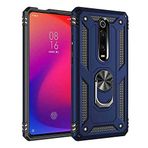 Aksesuarcim Xiaomi Redmi K20 ile Uyumlu Kılıf Silikon Yüzük Standlı Araç Tutucu için Mıknatıslı Darbe Karşı Dayanıklı Koruma Tank İnce Kap Vega Lacivert