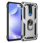 Aksesuarcim Xiaomi Redmi K30 ile Uyumlu Kılıf Silikon Yüzük Standlı Araç Tutucu için Mıknatıslı Darbe Karşı Dayanıklı Koruma Tank İnce Kap Vega Gri