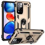 Aksesuarcim Xiaomi Redmi Note 11 Pro Plus 5G ile Uyumlu Kılıf Silikon Yüzük Standlı Araç Tutucu için Mıknatıslı Darbe Karşı Dayanıklı Koruma Tank İnce Kap Vega Altın