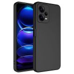 Aksesuarcim Xiaomi Redmi Note 12 Pro 5G Silikon Kılıf Lansman İç Kısım Kadife Mat Renkli Kap Siyah