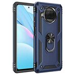 Aksesuarcim Xiaomi Redmi Note 9 Pro 5G ile Uyumlu Kılıf Silikon Yüzük Standlı Araç Tutucu için Mıknatıslı Darbe Karşı Dayanıklı Koruma Tank İnce Kap Vega Lacivert