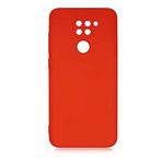 Aksesuarcim Xiaomi Redmi Note 9 Silikon Kılıf Lansman İç Kısım Kadife Mat Renkli Kap Kırmızı