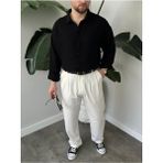 Aksesusarista Erkek Siyah Müslin Kumaş %100 Pamuk Cepsiz Gömlek - 2XL