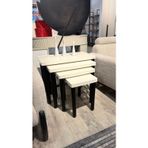 AKSET 4LÜ FULL KREM ZİGON SEHPA BOHEM SİYAH AYAK
