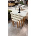 Akset Bohem Tarzda 4'lü Krem Zigon Sehpa Gürgen Ayaklı Modern Tasarım 65 cm Genişlik 57 cm Yükseklik
