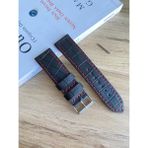 Akshowcase Kırmızı Dikiş Yerli Üretim Mat Croco Desen Saat Kordonu. 18-20-22-24 ve 26MM Genişlik Seçenekleri. - Mat Siyah - 24 mm