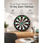 Aksiyon Global 15 Inç Büyük Boy Dart Tahtası Ev Oyun Seti 4 Adet Metal Uç Oklu - Lisinya