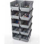 Akson Metal 10'lu Modüler Plastik Avadanlık Kutusu Seti | Istiflenebilir Organizer Kasa (PX-300 Yükseltme Pimli)
