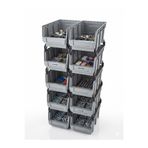 AKSON METAL SANAYİ 10'LU Modüler Plastik Avadanlık Kutusu Seti | İstiflenebilir Organizer Kasa (PX-400 Yükseltme Pimli)
