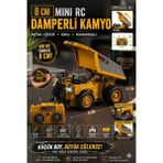 Aksoy Toys Uzaktan Kumandalı Mini Rc Damperli Kamyon 8cm – Metal Gövde, Işıklı, Yük Kaldıran Iş Makinesi - Sarı