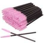 AKStore 100 ADET Tek Kullanımlık Kirpik Fırçaları Maskara Değnekleri Göz Kirpik Kaş Aplikatörü Kozmetik Makyaj Fırçası Alet Kitleri… (50-Siyah-Pembe)