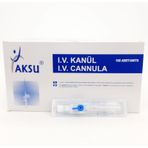 Aksu Branül, I.v Kanül (Intraket) Mavi (22G) 1 Kutu 100'LÜ Paket