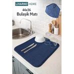 AKSU Livarno Mikrofiber Bulaşık Altlığı Kurutma Matı Katlanabilir Çift Yüzey Germany 44X36 Cm. Lacivert