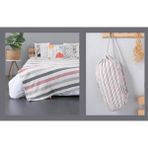 Aksu Ponponlu Bez Çantalı Pamuk Battaniye PBT-376-K - Gri - 130 x 170 cm