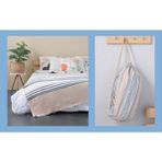 Aksu Ponponlu Bez Çantalı Pamuk Battaniye PBT-376-K - Mavi - 130 x 170 cm