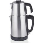 Aksu T73 Gri Çelik Çay Makinesi 1,2 lt Demlik Kapasitesi ile 1,7 lt Su Isıtıcı Kapasitesi